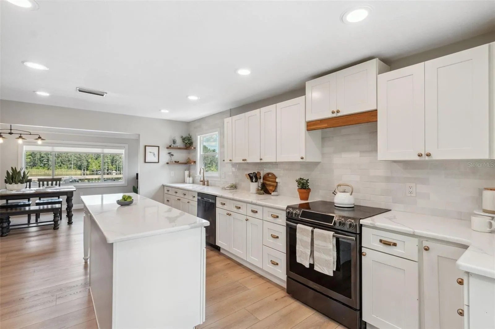 White quartz island side angle kitchen Holiday FL