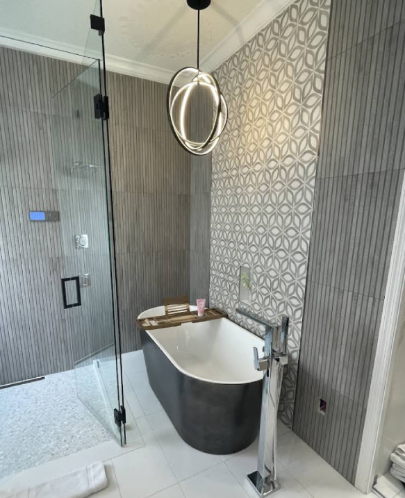 High-quality kitchen and bath solutions display at Carpet Corner Kitchen & Bath showroom, featuring countertops and cabinets.
